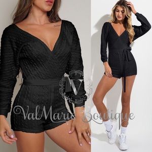 MIDNIGHT MAGIC Black cable knit romper